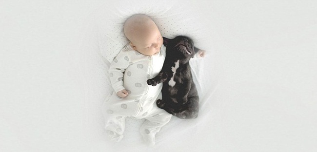 Bộ ảnh ngọt ngào về em bé và cún con sinh cùng ngày