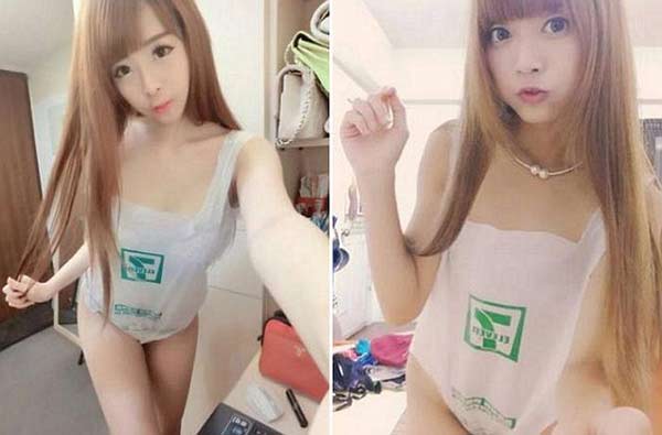 Giới trẻ Đài Loan khỏa thân mặc bikini túi nhựa