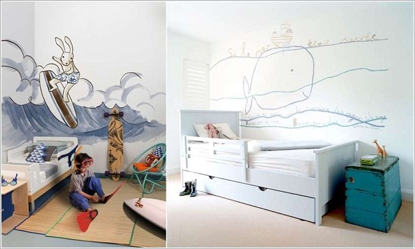 Phòng bé mát lành với tường trang trí theo phong cách biển 8