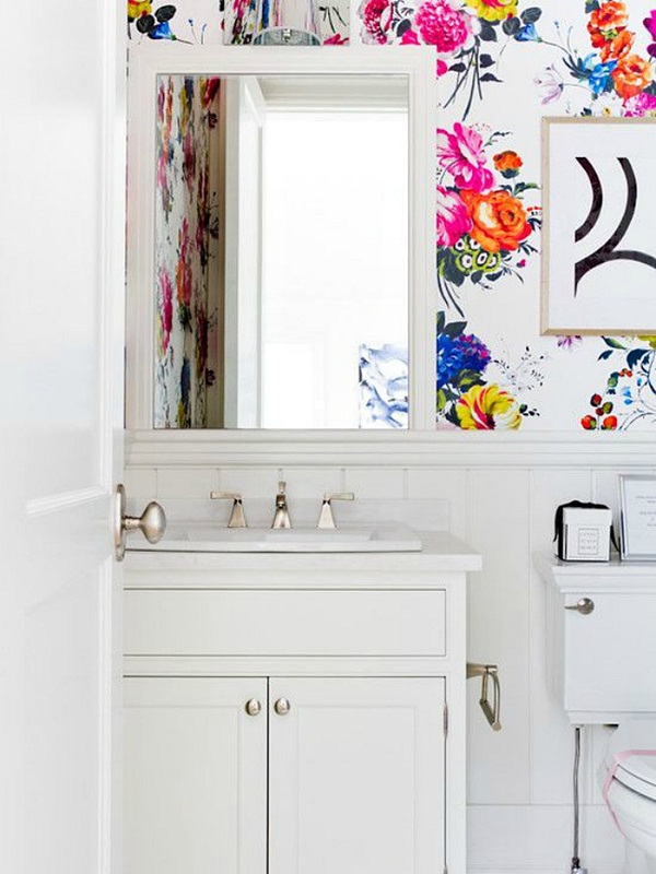 10 ý tưởng sử dụng giấy dán tường cho phòng tắm