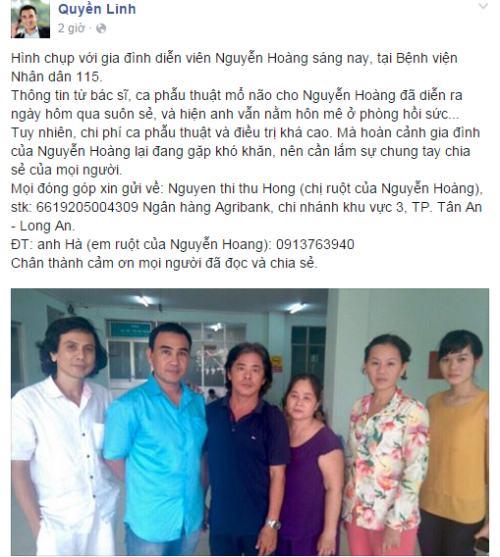 Quyền Linh kêu gọi ủng hộ diễn viên Nguyễn Hoàng