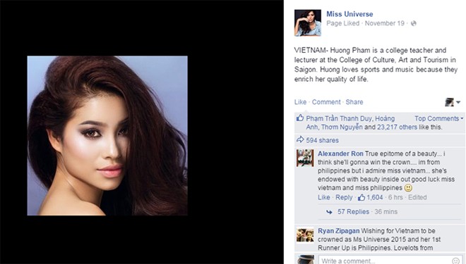 Hình ảnh Phạm Hương được yêu thích nhất tại Miss Universe 2015