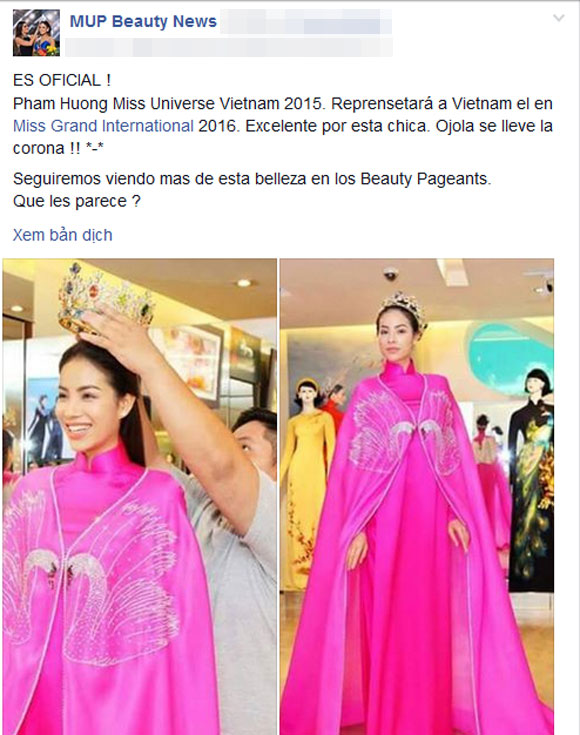 SỐC: Pham Hương tiếp tục tham gia thi sắc đẹp quốc tế trong năm 2016