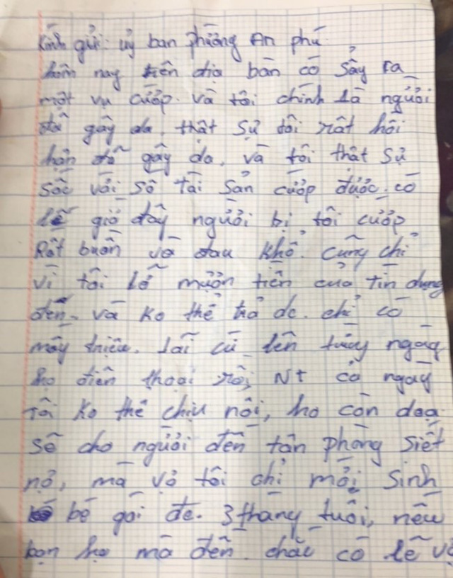 Chuyện không tin nổi ngày áp Tết: Tên cướp bí ẩn gửi trả 100 triệu đồng cùng thư xin lỗi