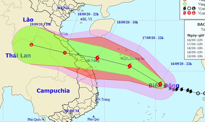 Bão số 5 mạnh lên trước khi vào Quảng Bình - Đà Nẵng