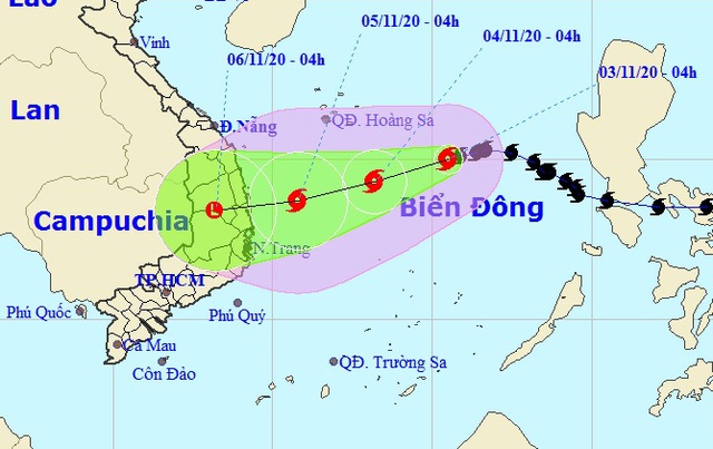 Bão số 10 hướng vào Quảng Ngãi đến Khánh Hòa