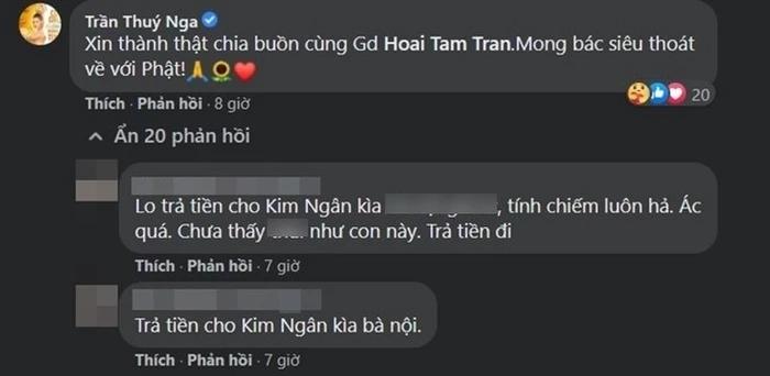 Thúy Nga cãi tay đôi với anti-fan vì bị đòi lại tiền ủng hộ Kim Ngân