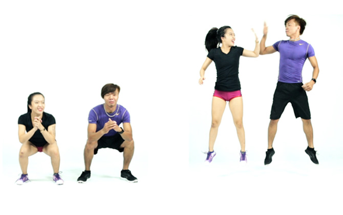 'Rủ chàng" giảm cân với bài tập workout dành cho 2 người