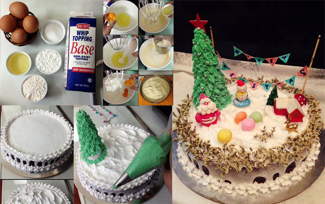 Dự thi Let's make Christmas cake: Bánh kem cây thông xanh tuyệt đẹp!