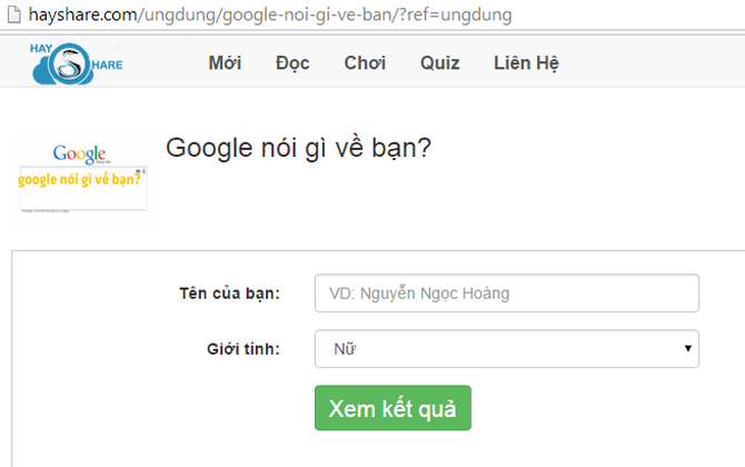 Ứng dụng: Google nói gì về bạn?