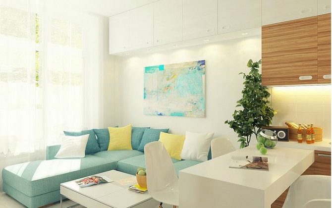 Căn hộ 29,5 m2 đẹp thoáng nhờ khéo trang trí với màu pastel