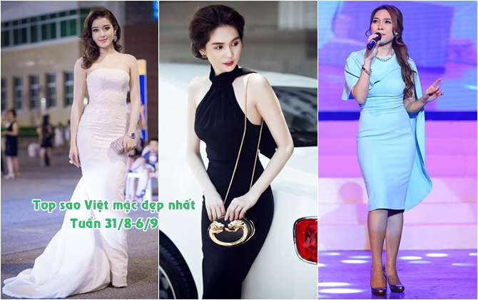 Huyền My, Ngọc Trinh "ghi điểm" với đầm đơn sắc 