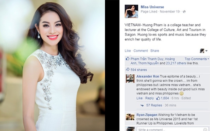  Phạm Hương dẫn đầu bình chọn tại Miss Universe 2015