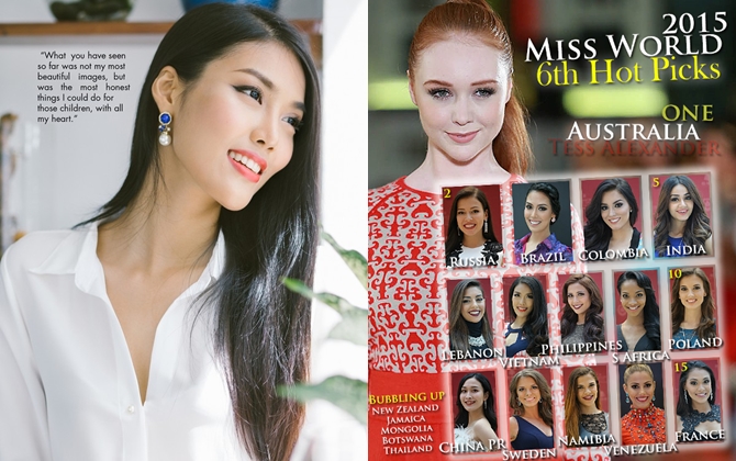 Miss World 2015: Lan Khuê trượt Top 5 tài năng, lọt Top 10 thí sinh nổi bật