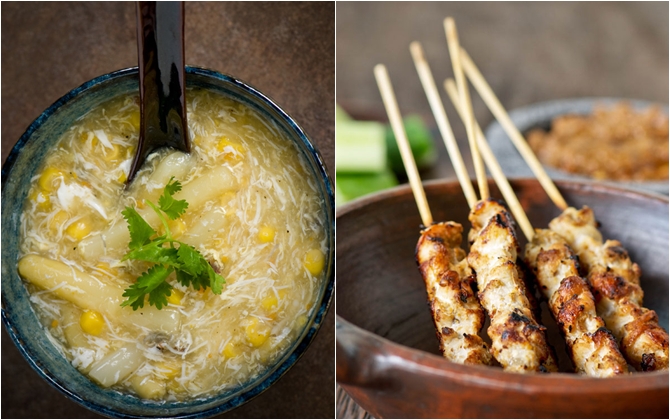 Món ngon cuối tuần: Soup cua và thịt gà xiên nướng