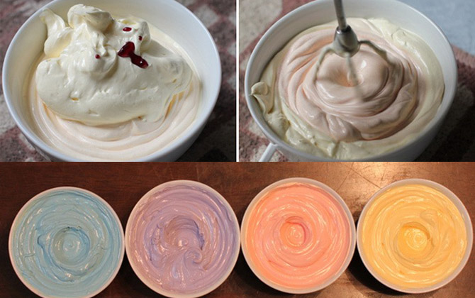 Cách làm kem bơ và tạo màu cho bánh kem