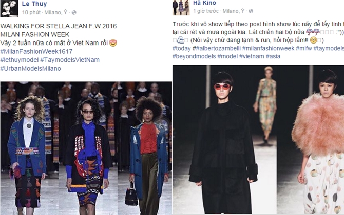 Lê Thúy, Đỗ Hà rộn ràng khoe trúng show tại Milan Fashion Week 2016