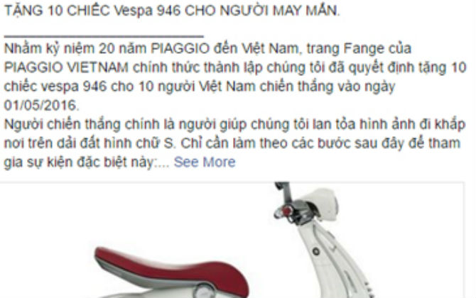 Sự thật chiêu trò câu trúng thưởng xe máy, ô tô, máy bay qua Facebook