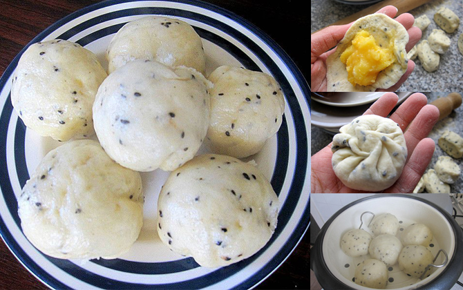 Làm bánh bao vừng nhân trứng sữa ngon lại tốt cho sức khỏe