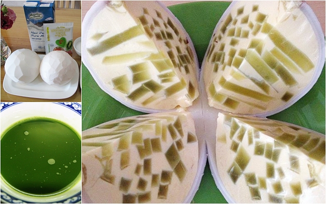 Hướng dẫn làm bánh flan trái dừa thạch lá dứa ngon 