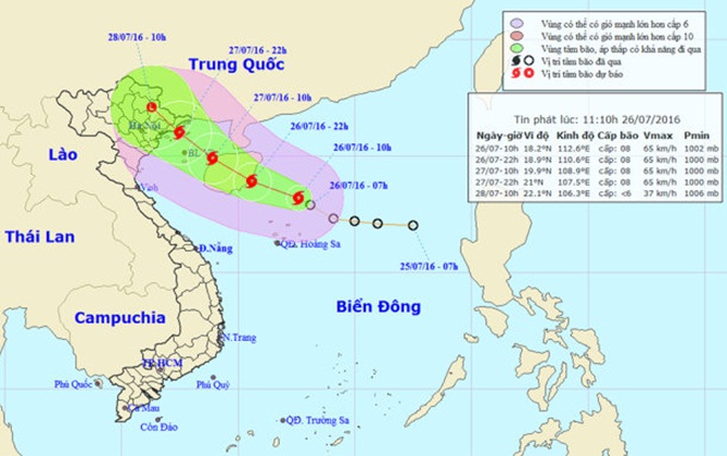 Áp thấp nhiệt đới mạnh thành bão số 1, áp sát đất liền VN