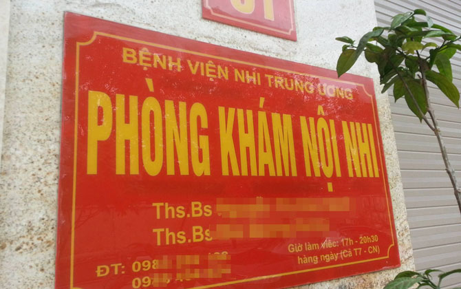 Phòng khám tư đề biển 'Bệnh viện Nhi Trung ương'