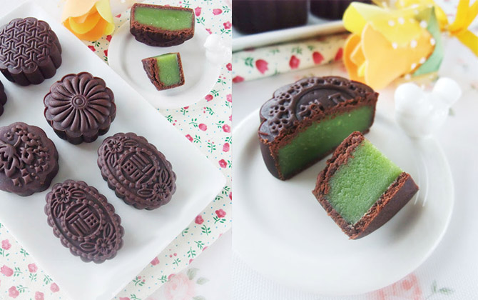 Tự làm bánh nướng chocolate nhân trà xanh đón Trung thu