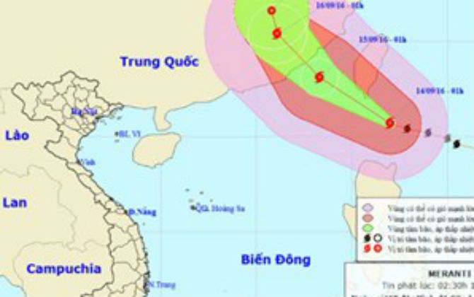 Siêu bão Meranti di chuyển nhanh vào biển Đông