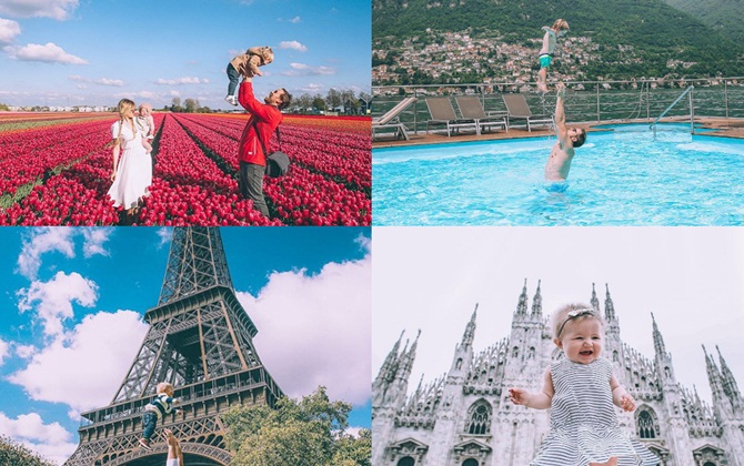 "Chao đảo" với loạt ảnh cùng con đi khắp thế gian