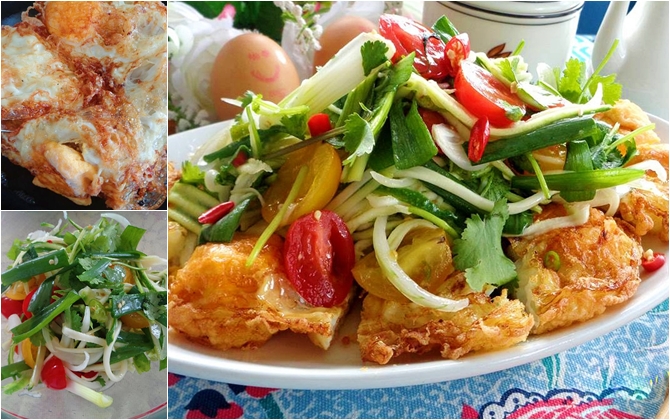 Làm salad xoài trứng chiên cho người ăn kiêng