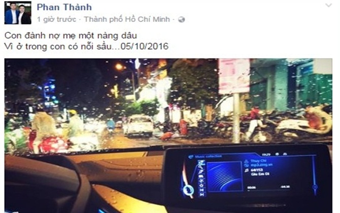 Phan Thành đăng một status buồn vào ngày sinh nhật Midu