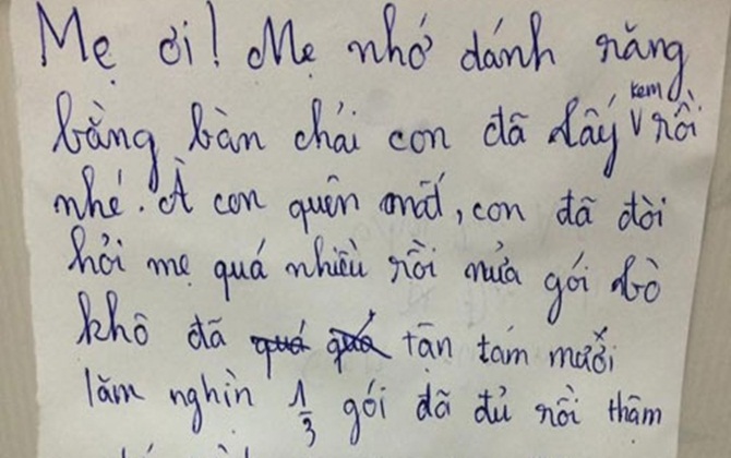 Thư xin lỗi mẹ của bé lớp 4 đốn tim dân mạng
