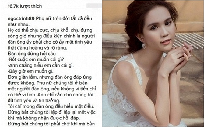 Ngọc Trinh triết lý về tình được hàng chục nghìn phụ nữ Việt ủng hộ