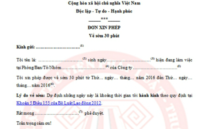 Bất ngờ với mẫu đơn xin về sớm 30 phút khi đến ngày 'đèn đỏ'