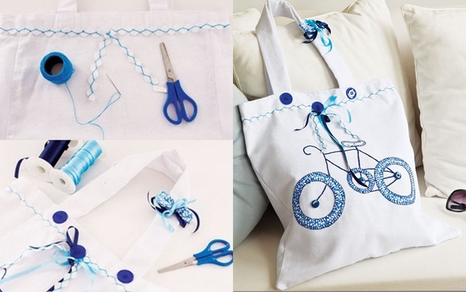 Trang trí túi tote lạ mắt với hình chiếc xe đạp