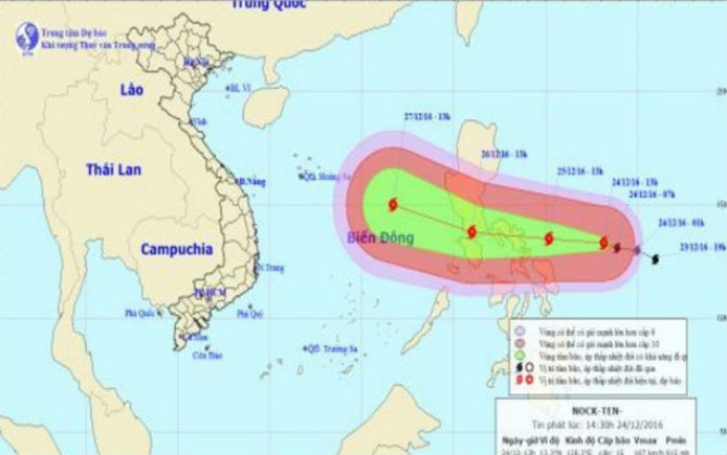 Thời tiết ngày 26/12: Bão giật cấp 17 đang tiến vào biển Đông