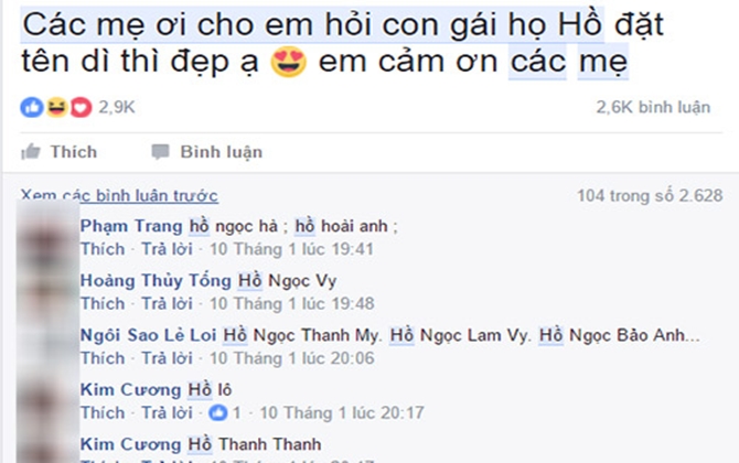 Bà mẹ lên mạng nhờ đặt tên cho “con gái họ Hồ” và cái kết “cười không ngậm miệng”