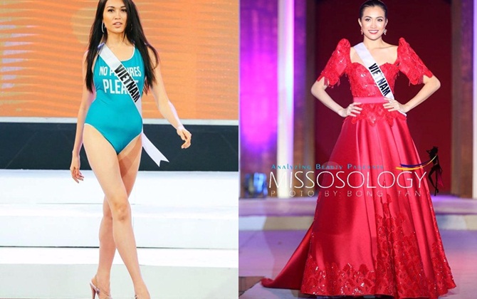 Hình ảnh Lệ Hằng bị sự cố tại Miss Universe 2017