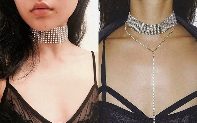 Năm 2017, vòng cổ choker vẫn hot nhưng phải là kiểu lấp lánh hột xoàn mới chuẩn!