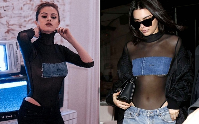 Diện đồ sexy giữa trời 10 độ C, Kendall Jenner 'đụng hàng' Selena Gomez gần 1 năm trước