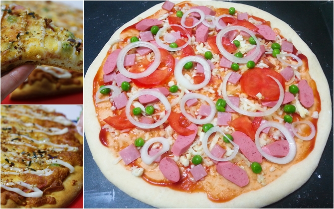 Bánh pizza xúc xích giăm bông dễ làm tại nhà