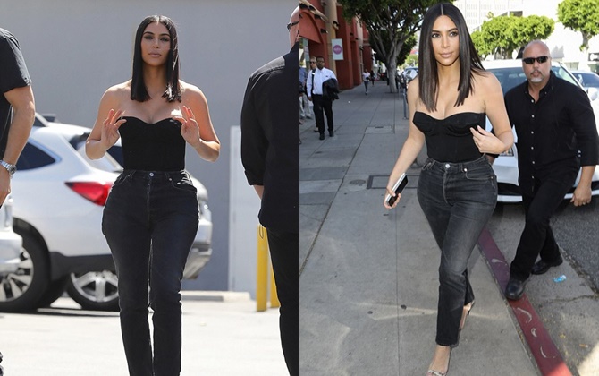 Kim Kardashian khoe ngực đồ sộ trên phố