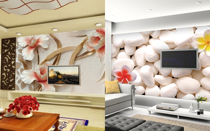 Nhà mùa hè 'sang chảnh', mát mắt nhờ giấy dán tường 3D