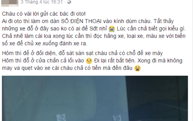 Cô gái xinh đẹp viết lời nhắn nhẹ nhàng gửi đến chủ xe đỗ chắn lối vào nhà