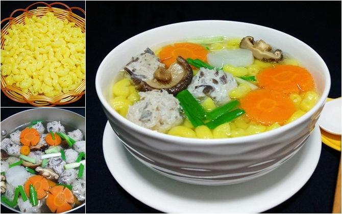 Mỳ nui ngũ sắc ngon miệng ngày cuối tuần