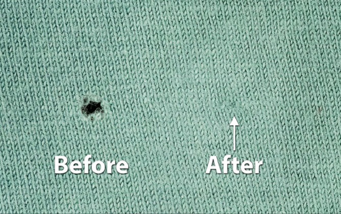 Hồi sinh cho chiếc áo thun thủng lỗ chỉ trong tích tắc