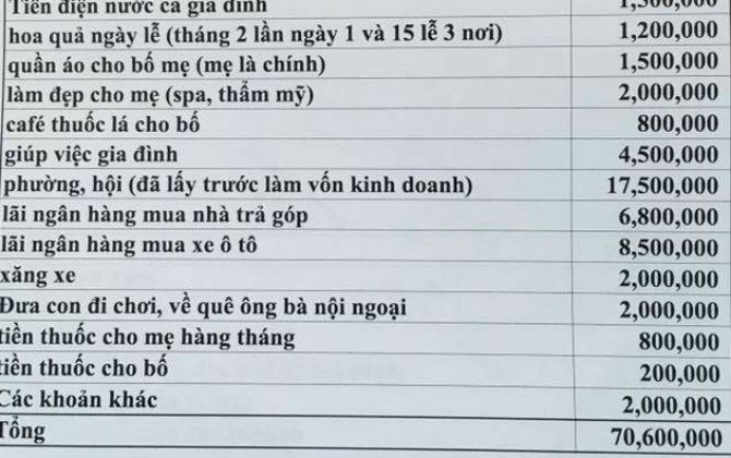 Nhà 4 người, bà mẹ trẻ chi tiêu 70 triệu/tháng khiến dân mạng quy kết ‘nói phét’