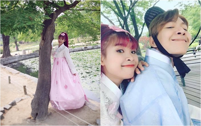 Khởi My diện Hanbok nhí nhảnh bên Kelvin Khánh trong tuần trăng mật sớm