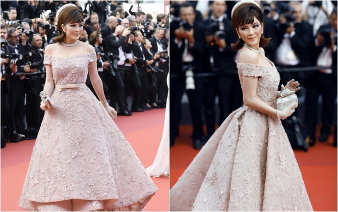 Lý Nhã Kỳ đi giày 20cm hóa 'công nương' trên thảm đỏ Cannes 2017