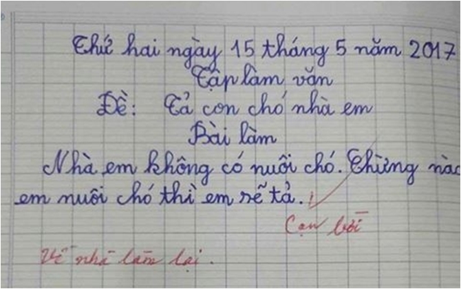 Bật cười bài văn bá đạo của em bé khiến cô giáo "cạn lời"